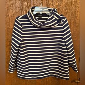 Kate Spade Navy White Stripe Knit Top Small Cowl Neck